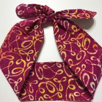 3” Wide Batik headband, self tie, hair wrap, pin up style, hair tie, retro atyle, rockabilly, head scarf