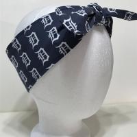 3” Wide Old English D headband, hair wrap, pin up, hair tie, scarf, bandana, retro, rockabilly, Gift for Detroit Tigers fan