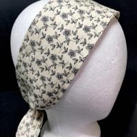 3” Wide headband, self tie, flowers or leaves, neutral colors, pin up, hair tie, hair wrap, retro, botanical print