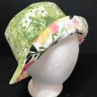 Watercolor Floral Summer Bucket Hat, Size MEDIUM, Reverses to Green Floral, Flowers, Gift for Her, Floppy Hat, Lightweight Hat, Summer Hat