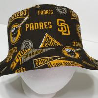 San Diego Padres Bucket Hat, Reversible to Solid Brown,  Sizes S-XXL, Unisex, cotton, fishing hat, sun hat, floppy hat, handmade