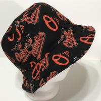 Baltimore Orioles Bucket Hat, Reversible to Black, Unisex Sizes S-XXL, Cotton, Handmade, fishing hat, sun hat, floppy hat, ponytail hat