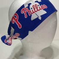 3” Wide Philadelphia Phillies head band, handmade, hair wrap, cotton fabric headband, pin up, hair tie, neckerchief, retro, rockabilly