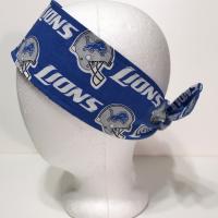 3” Wide Detroit Lions headband, hair wrap, hair tie, head wrap, pin up, hair tie, neckerchief, retro rockabilly, head scarf, handmade