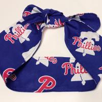 3” Wide Philadelphia Phillies head band, handmade, hair wrap, cotton fabric headband, pin up, hair tie, neckerchief, retro, rockabilly