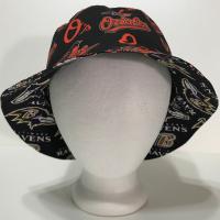 Baltimore Ravens / Orioles Bucket Hat, Reversible, Unisex Sizes up to 4XL, Handmade, fishing hat, ponytail sun hat, floppy hat
