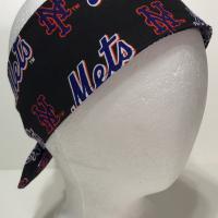 3” Wide NY Mets headband, black, hair wrap, handmade,  pin up, hair tie, retro, rockabilly, New York Mets