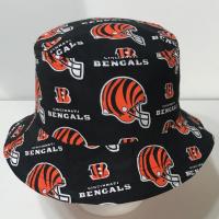 Cincinnati Bengals Bucket Hat, Handmade, Reversible to Tiger Stripes, Sizes up to 4XL, fishing hat, sun hat, summer hat, floppy hat
