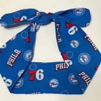 3” Wide Philadelphia 76ers headband, hair wrap, pin up, hair tie, neckerchief, retro, rockabilly, handmade