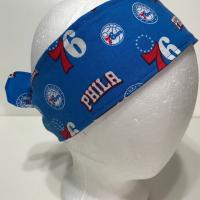 3” Wide Philadelphia 76ers headband, hair wrap, pin up, hair tie, neckerchief, retro, rockabilly, handmade