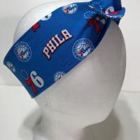 3” Wide Philadelphia 76ers headband, hair wrap, pin up, hair tie, neckerchief, retro, rockabilly, handmade
