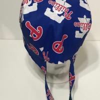 Reversible Philadelphia Phillies / Eagles scrub cap, tie back, skull cap for nurse, technician, welder, food service, biker, handmade