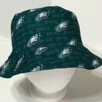Philadelphia Eagles Bucket Hat, Reverses to Black, Unisex Sizes S-XXL, handmade, fishing hat, sun hat, floppy hat, ponytail hat