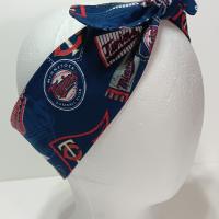 3” Wide Minnesota Twins headband, self tie, baseball, pin up style, hair wrap, hair tie, retro style, handmade