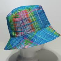 Bright Colors Plaid Bucket Hat, Reversible, Sizes S-XXL, Cotton, floppy hat, ponytail hat, sun hat, fishing hat, beach hat, gardening hat