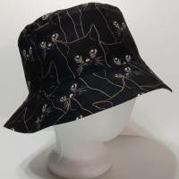 Black Cats Bucket Hat, Reversible, Sizes S-XXL, cotton, summer hat, fishing hat, ponytail hat, floppy hat, animal print hat, Halloween