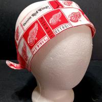 3” Wide Detroit Red Wings headband, handmade, self tie, hair wrap, pin up style, hair tie, bandana, scarf, retro style, hockey