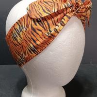 3” Wide Tiger Stripe Animal Print headband, Bengals, Tigers, hair wrap, cotton, pin up, hair tie, retro, rockabilly, scarf