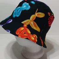 Balloon Animals Bucket Hat, Reversible, Sizes up to 4XL, cotton, clowning hat, fishing hat, sun hat, floppy hat, festival hat, party hat