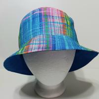 Bright Colors Plaid Bucket Hat, Reversible, Sizes S-XXL, Cotton, floppy hat, ponytail hat, sun hat, fishing hat, beach hat, gardening hat