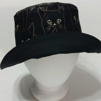 Black Cats Bucket Hat, Reversible, Sizes S-XXL, cotton, summer hat, fishing hat, ponytail hat, floppy hat, animal print hat, Halloween