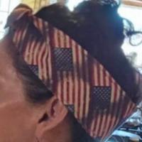 3” Wide American flag headband, self tie, hair wrap, pin up style, hair tie, retro style, rockabilly, stars & stripes