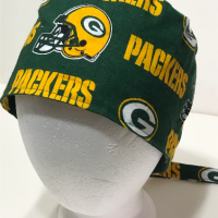 Reversible Green Bay Packers & Camouflage scrub cap, tie back, cotton, skull cap, welding cap, for nurse tech technician doctor, handmade