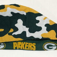 Reversible Green Bay Packers & Camouflage scrub cap, tie back, cotton, skull cap, welding cap, for nurse tech technician doctor, handmade