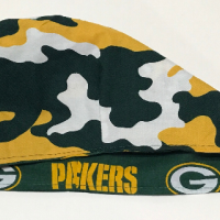 Reversible Green Bay Packers & Camouflage scrub cap, tie back, Wisconsin, cotton, skull cap, welding cap, for nurse tech technician doctor, handmade