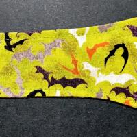 3” Wide Flying Bats headband for Halloween, green, self tie, hair wrap, pin up style, hair tie, hat scarf