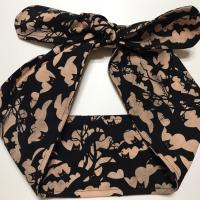 3” Wide Flying Bats headband for Halloween, hair wrap, top knot, hair tie, pin up, retro, rockabilly, hat band, black and tan