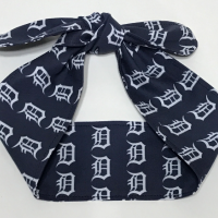 3” wide Old English D hair tie, hair wrap, headband, pin up, self tie, scarf, neckerchief, retro, rockabilly, Detroit