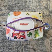 Boxy Zipper Diaper Pouch, Wipes Pouch, Diaper Bag Organizer, White Whales, Baby Shower Gift, Gift for Whale Lover
