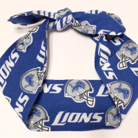 3” wide Detroit Lions hair tie, hair wrap, headband, pin up, self tie, scarf, neckerchief, retro, rockabilly
