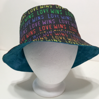 Love Wins Bucket Hat, Rainbow, LGBTQ, Pride, Reversible, Adult Size LARGE, cotton, summer hat, fishing hat, sun hat, floppy hat