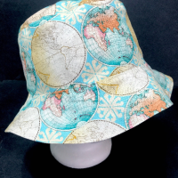 Map Theme Bucket Hat, Reversible, World Travel, Geography, Tourist Hat, Cruise Hat, Traveler Gift, Cartography