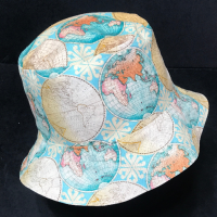 Map Theme Bucket Hat, Reversible, World Travel, Geography, Tourist Hat, Cruise Hat, Traveler Gift, Cartography