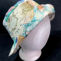 Map Theme Bucket Hat, Reversible, World Travel, Geography, Tourist Hat, Cruise Hat, Traveler Gift, Cartography