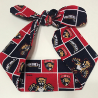 3” Wide Florida Panthers headband, self tie, handmade, hair wrap, hair tie, head wrap, pin up style, hair tie, retro, hockey