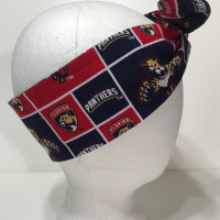 3” Wide Florida Panthers headband, handmade, hair wrap, hair tie, head wrap, pin up, hair tie, neckerchief, retro, rockabilly, cotton, hockey