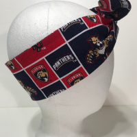 3” Wide Florida Panthers headband, self tie, handmade, hair wrap, hair tie, head wrap, pin up style, hair tie, retro, hockey