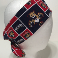 3” Wide Florida Panthers headband, handmade, hair wrap, hair tie, head wrap, pin up, hair tie, neckerchief, retro, rockabilly, cotton, hockey