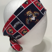 3” Wide Florida Panthers headband, self tie, handmade, hair wrap, hair tie, head wrap, pin up style, hair tie, retro, hockey