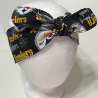 3” wide Pittsburgh Steelers hair tie, headband, pin up, self tie, scarf, neckerchief, retro, rockabilly, handmade