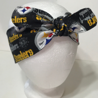 3” wide Pittsburgh Steelers headband, self tie, pin up style, scarf, bandana, retro style, rockabilly, handmade