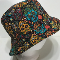 Sugar Skulls Bucket Hat, Day of the Dead or Día de los Muertos, reversible fishing hat, ponytail hat, sun hat, calaveras floppy hat