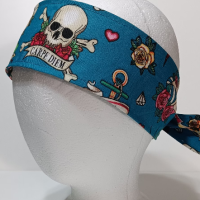 3” Wide Sailor Tattoo Theme, skulls, headband, hair wrap, hair tie, head wrap, scarf, pin up, retro, rockabilly stye