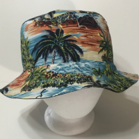 Tropical Theme Bucket Hat, Sizes S-XXL, reversible, cotton, floppy hat, fishing hat, sun hat, casual hat, beach hat, palm trees hat, Hawaiian theme hat