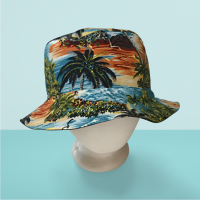 Tropical Theme Bucket Hat, Palm Trees, Sizes S-XXL, floppy hat, fishing hat, sun hat, casual hat, beach hat, Hawaiian resort cruise vacation hat