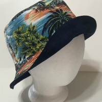 Tropical Theme Bucket Hat, Sizes S-XXL, reversible, cotton, floppy hat, fishing hat, sun hat, casual hat, beach hat, palm trees hat, Hawaiian theme hat